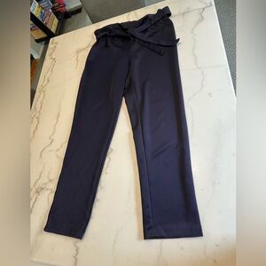 Stylish Navy Blue paper bag tie waist pants